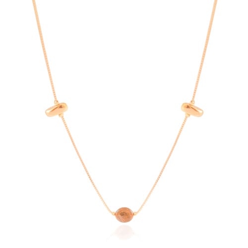Gargantilha Longa Cascalhos Banhado a Ouro 18K - 60 cm