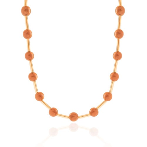 Choker Canutilhos Bolas Marrons Banhado a Ouro 18K