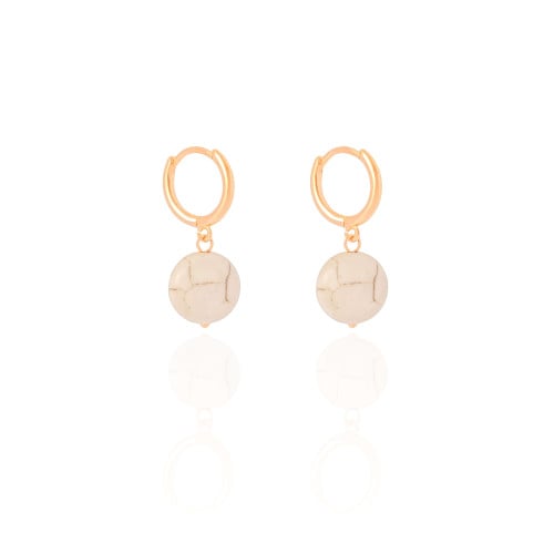Brinco Argola Click Howlita 3.0 cm Banhado a Ouro 18K