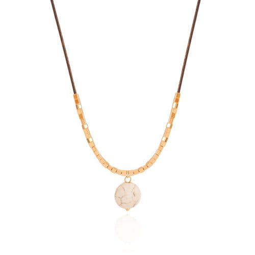 Choker Fio Coreano Howlita 12 mm Banhado a Ouro 18K