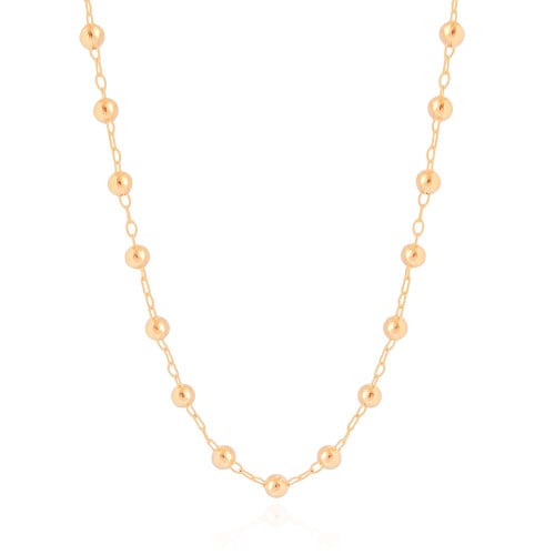 Gargantilha Elos Bolas Lisas 5 mm Banhado a Ouro 18K - 45 cm