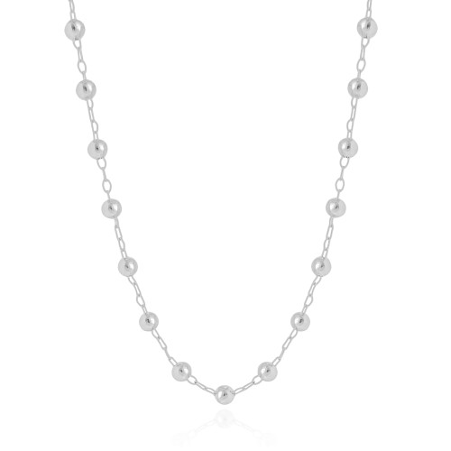 Gargantilha Elos Bolas Lisas 5 mm Ródio Branco - 45 cm