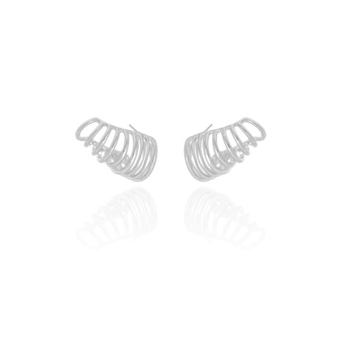 Ear Cuff Filetes Lisos 1.5 cm Ródio Branco