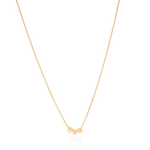 Gargantilha Veneziana Quadrados Lisos 2 mm Banhado a Ouro 18K - 45 cm