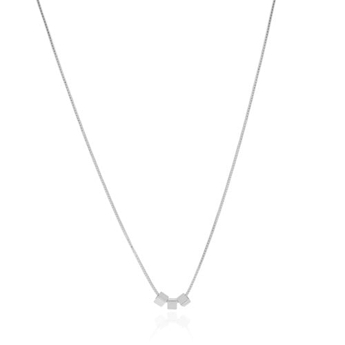 Gargantilha Veneziana Quadrados Lisos 2 mm Ródio Branco - 45 cm