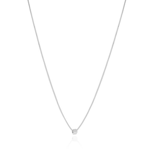 Gargantilha Veneziana Quadrado 3 mm Ródio Branco - 45 cm
