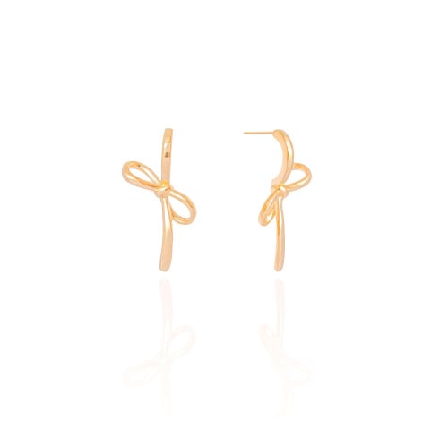 Brinco Laço Liso 3.0 cm Banhado a Ouro 18K