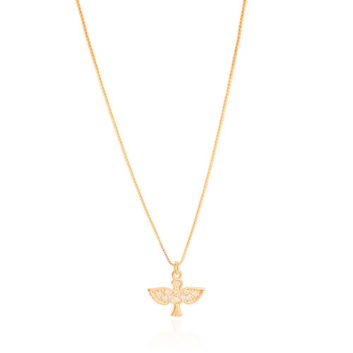 Gargantilha Veneziana Espírito Santo Cravejado Cristal Banhado a Ouro 18K - 55 cm