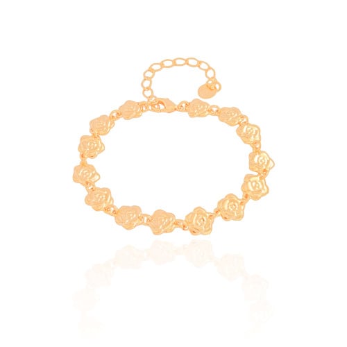 Pulseira Flores Lisas Banhado a Ouro 18K
