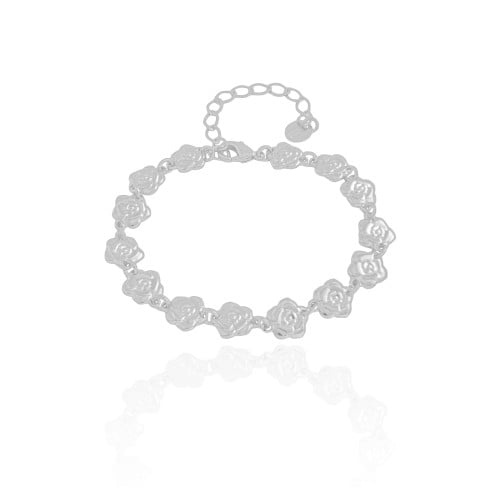 Pulseira Flores Lisas Ródio Branco