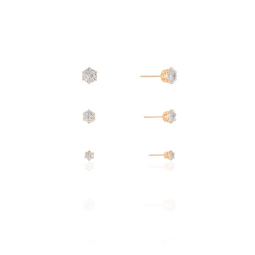 Trio Pontos de Luz Cristal Banhado a Ouro 18K