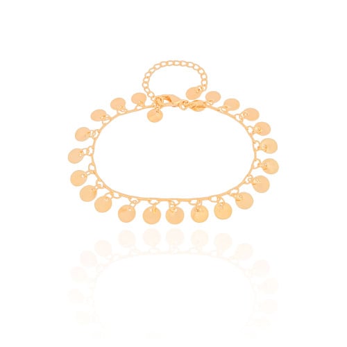Pulseira Plaquinhas Lisas 6 mm Banhado a Ouro 18K