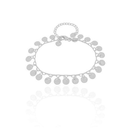 Pulseira Plaquinhas Lisas 6 mm Ródio Branco
