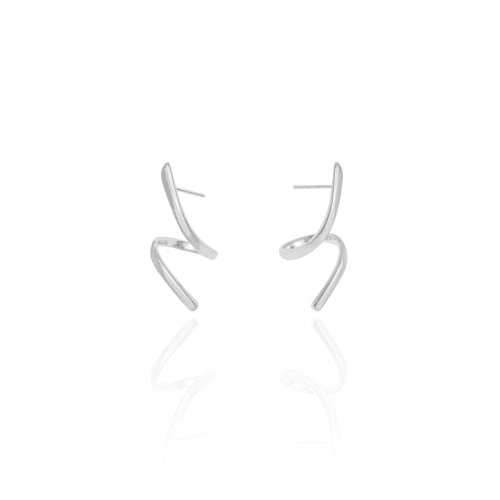 Brinco Orgânico Espiral Liso 2.7 cm Ródio Branco