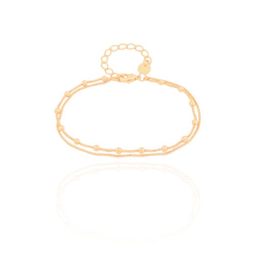 Pulseira Dupla Veneziana Bolinhas Banhado a Ouro 18K