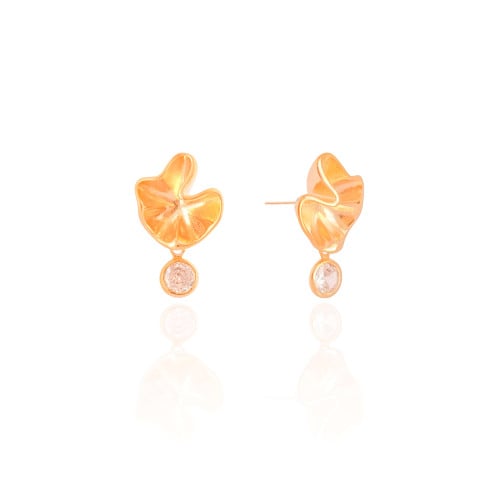 Brinco Orgânico Ponto de Luz Cristal 2.5 cm Banhado a Ouro 18K