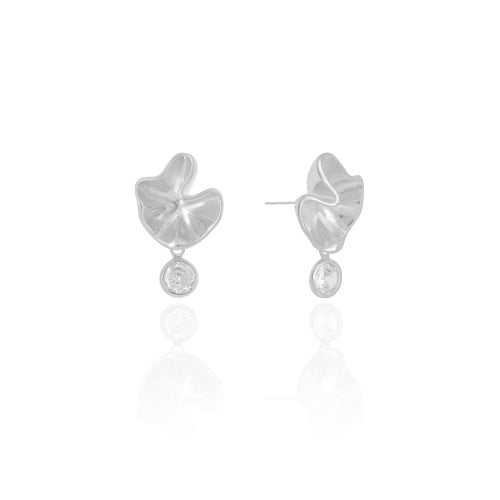 Brinco Orgânico Ponto de Luz Cristal 2.5 cm Ródio Branco