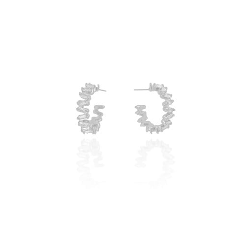 Brinco Argola Baguetes Cristal 1.6 cm Ródio Branco