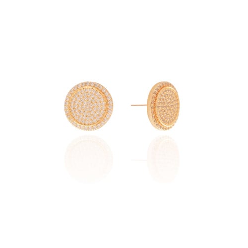 Brinco Redondo Cravejado Cristal 1.8 cm Banhado a Ouro 18K