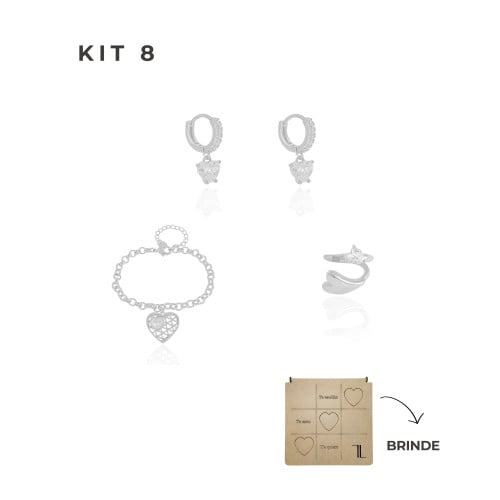 KIT 8 Banho Ródio Branco