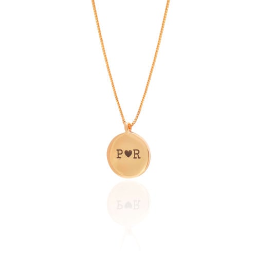 Gargantilha com Pingente Redondo Personalizado Banhado a Ouro 18K