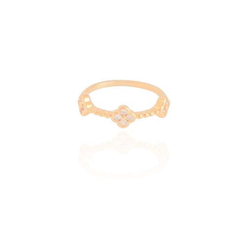 Anel Trevo Cristal Tamanho 20 Banhado a Ouro 18K