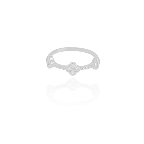 Anel Trevo Cristal Tamanho 24 Ródio Branco