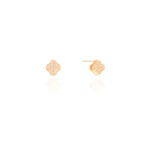 Brinco Flor Cravejado Cristal 7 mm Banhado a Ouro 18K
