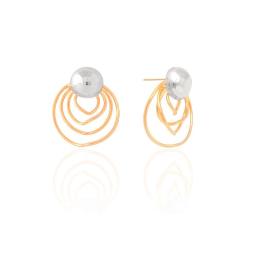 Brinco Espiral Orgânico Mix de Banhos 2.6 cm Banhado a Ouro 18K