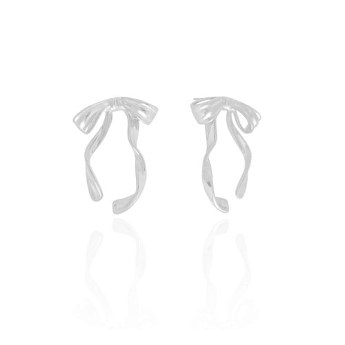 Brinco Laço Torcido 3.1 cm Ródio Branco