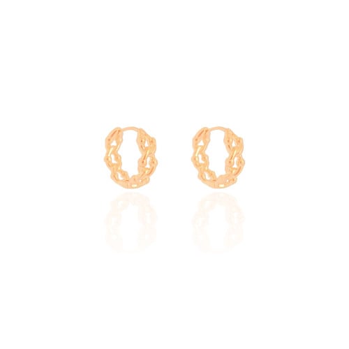 Brinco Argola Click Elos Bolinhas 1.5 cm Banhado a Ouro 18K