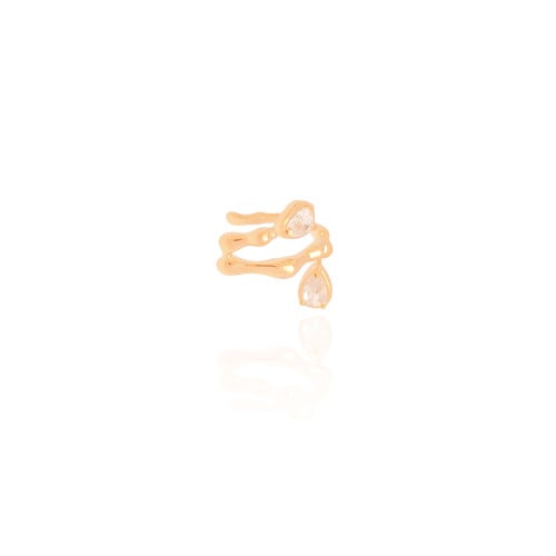 Piercing Orgânico Gotas Cristal Banhado a Ouro 18K