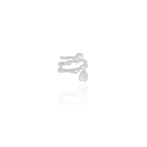 Piercing Orgânico Gotas Cristal Ródio Branco