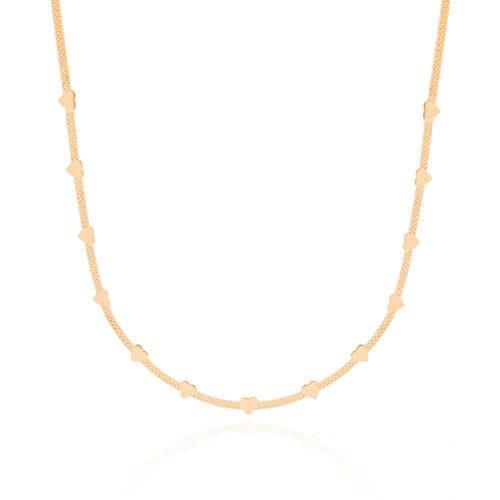 Choker Fita Corações Lisos Banhado a Ouro 18K