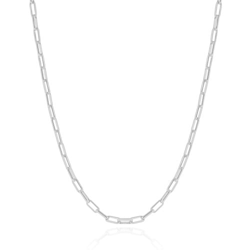 Gargantilha Elos Lisos 3 mm Ródio Branco - 45 cm