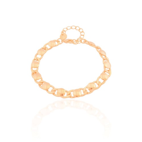 Pulseira Grumet Redondos Lisos Banhado a Ouro 18K