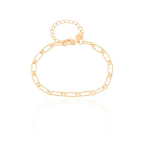 Pulseira Elos Ovais 4 mm Banhado a Ouro 18K