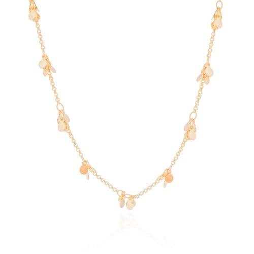 Choker Elos Plaquinhas Lisas 3 mm Banhado a Ouro 18K