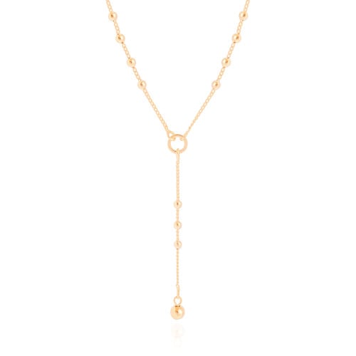Gargantilha Gravata Bolinhas Banhado a Ouro 18K - 40 cm