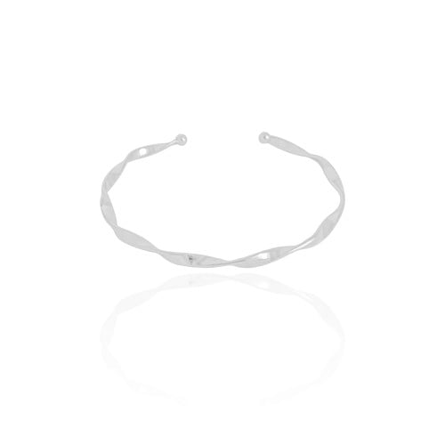 Bracelete Torcido 3 mm Ródio Branco