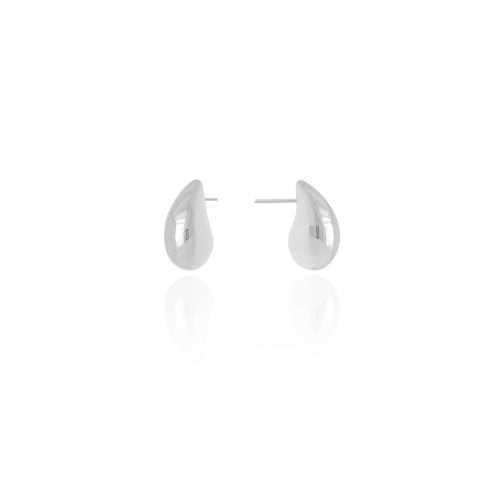 Brinco Gota Lisa Abs 1.6 cm Ródio Branco