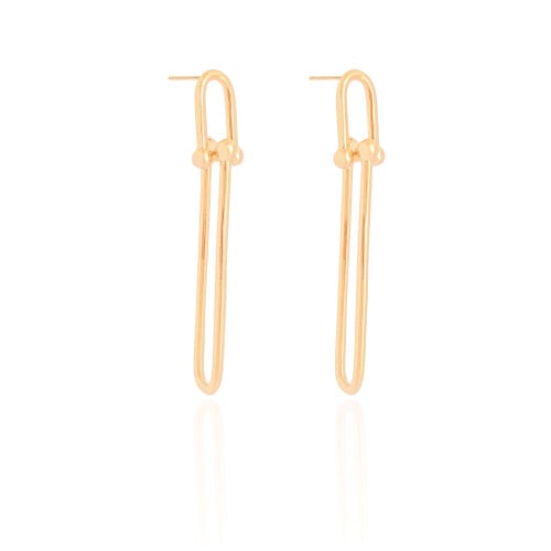 Brinco Elos U Balanço 6.0 cm Banhado a Ouro 18K
