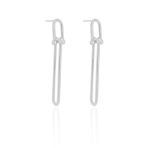 Brinco Elos U Balanço 6.0 cm Ródio Branco