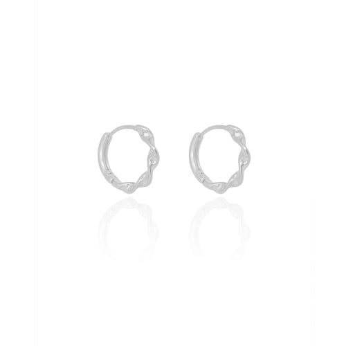 Brinco Argola Click Torcida 1.5 cm Ródio Branco