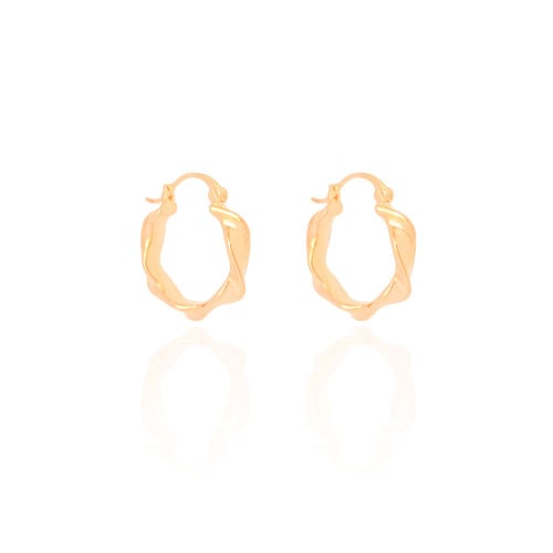 Brinco Argola Torcida Fecho Italiano 2.2 cm Banhado a Ouro 18K