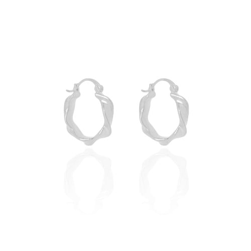 Brinco Argola Torcida Fecho Italiano 2.2 cm Ródio Branco