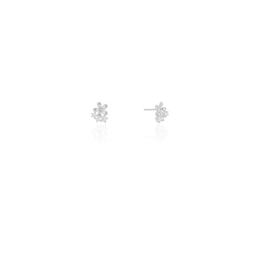 Brinco Flor Pontos de Luz Cristal 7 mm Ródio Branco