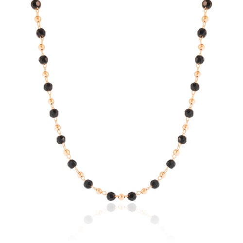 Choker Bolas Geométricas Pretas e Lisas Douradas Banhado a Ouro 18K