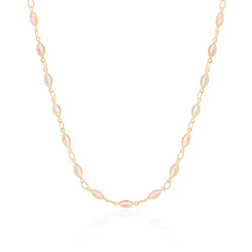 Choker Navetes Cristal Banhado a Ouro 18K