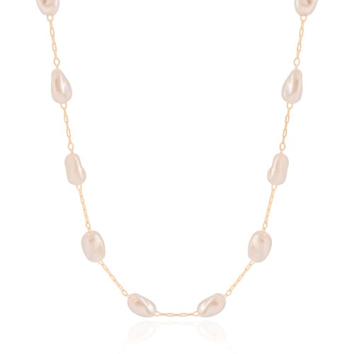 Gargantilha Elos Pérolas Barrocas Banhado a Ouro 18K - 40 cm